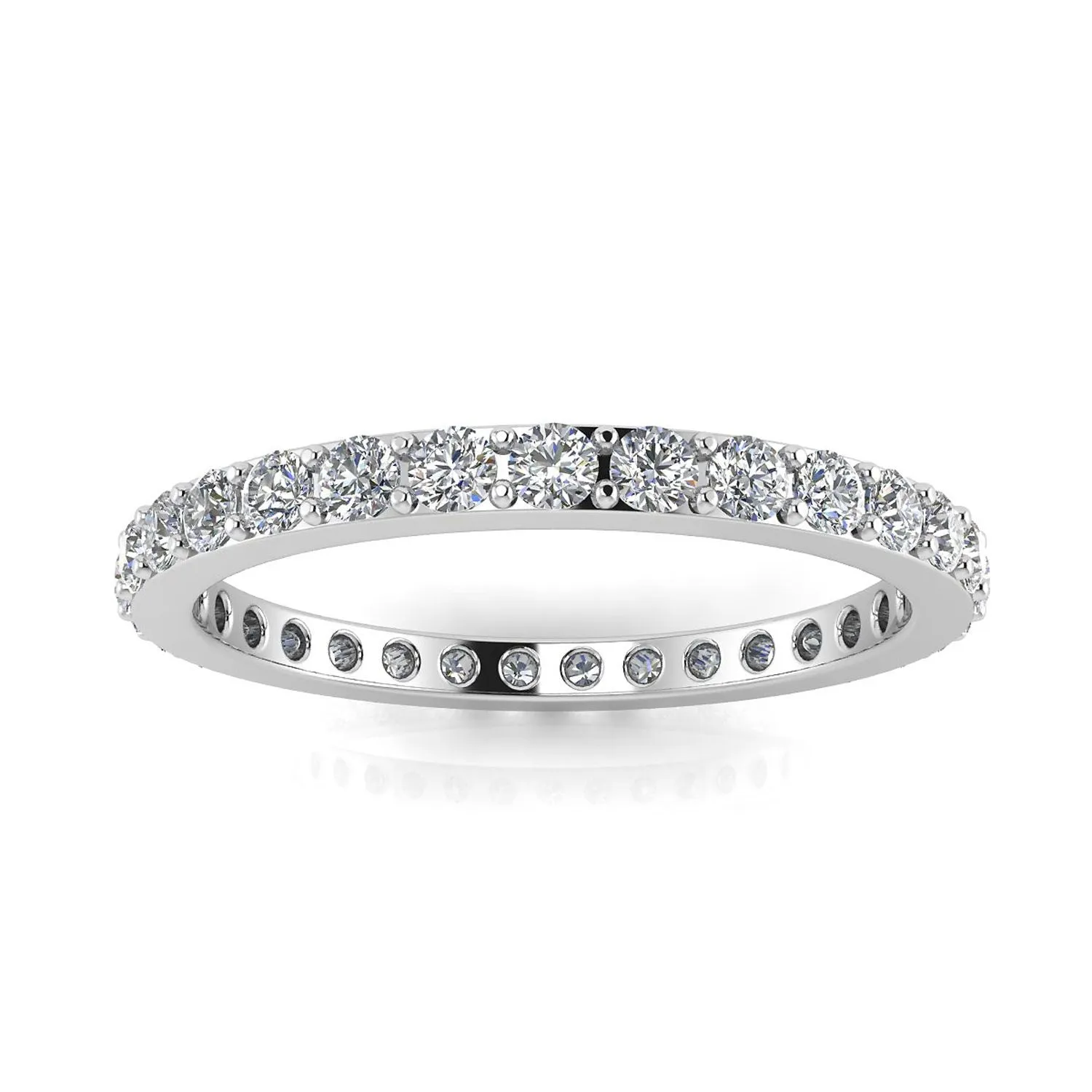 Round Brilliant Cut Diamond Pave Set Eternity Ring In 14k White Gold  (0.92ct. Tw.) Ring Size 7