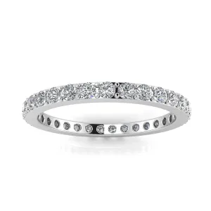 Round Brilliant Cut Diamond Pave Set Eternity Ring In 14k White Gold  (0.92ct. Tw.) Ring Size 7