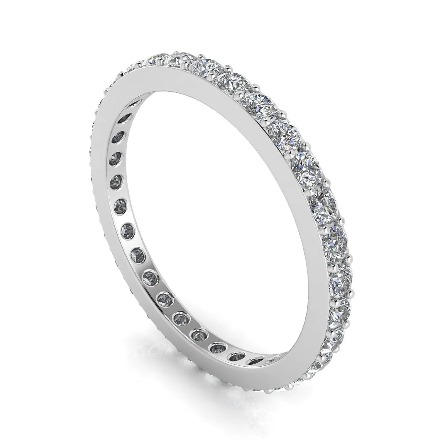 Round Brilliant Cut Diamond Pave Set Eternity Ring In 14k White Gold  (0.96ct. Tw.) Ring Size 8