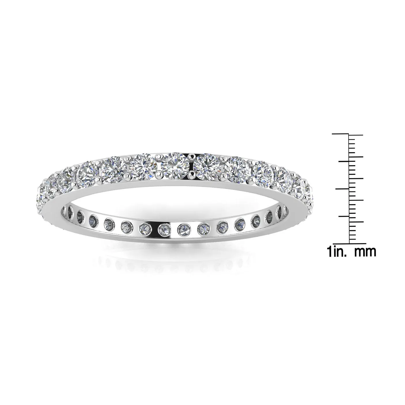 Round Brilliant Cut Diamond Pave Set Eternity Ring In 14k White Gold  (0.96ct. Tw.) Ring Size 8