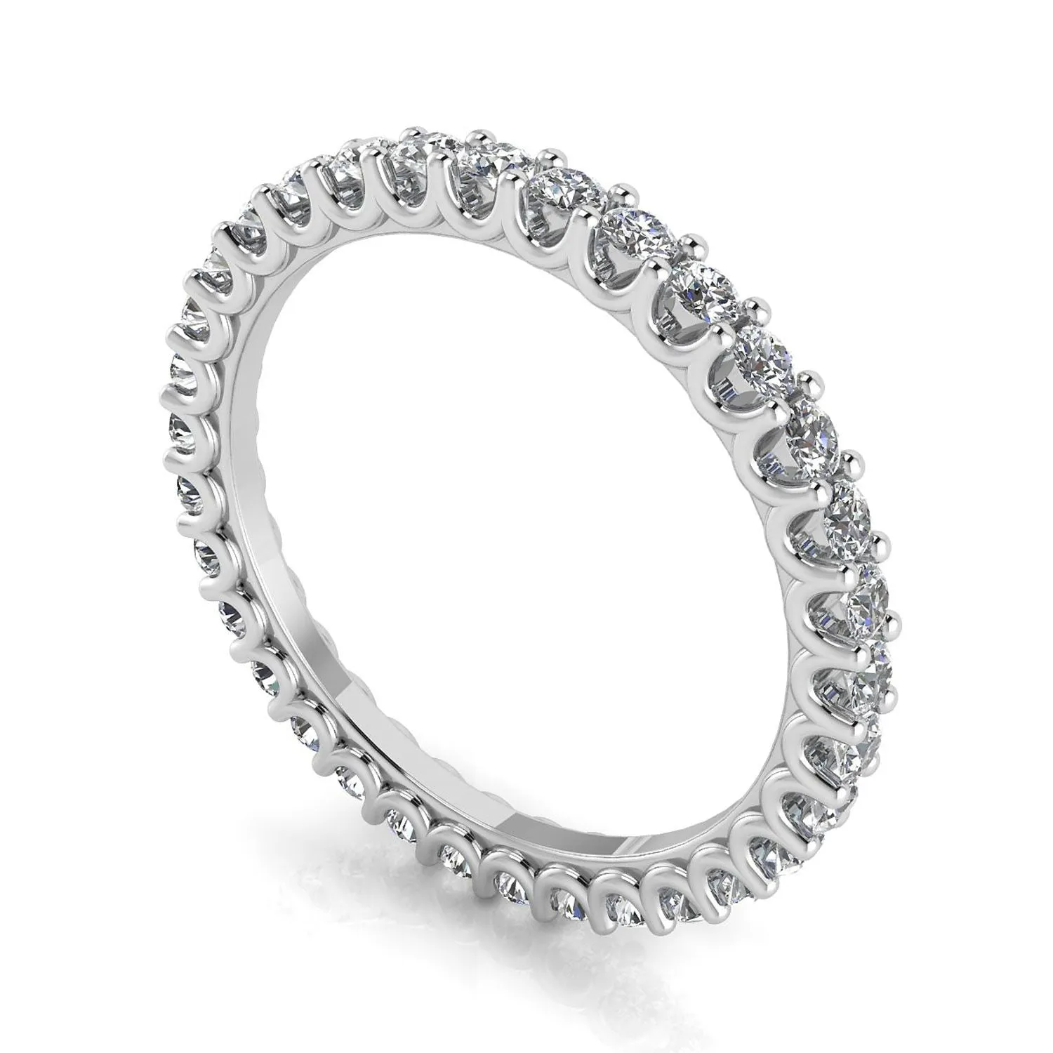 Round Brilliant Cut Diamond Shared Prong Set Eternity Ring In 14k White Gold  (1.43ct. Tw.) Ring Size 5