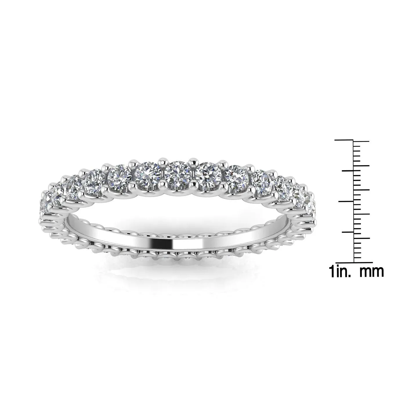 Round Brilliant Cut Diamond Shared Prong Set Eternity Ring In 14k White Gold  (1.43ct. Tw.) Ring Size 5