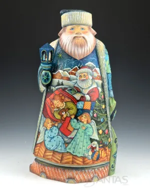 Russian Santa with Vibrant Christmas Scene
