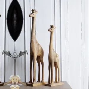 Set of 2 Mango wood Giraffe