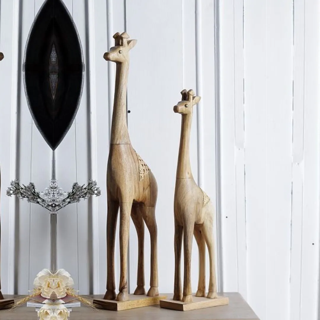 Set of 2 Mango wood Giraffe