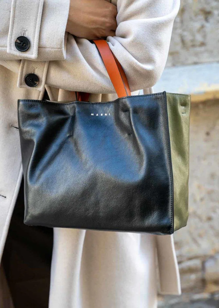 SHOPPING BAG - Black/Mosstone/Tile