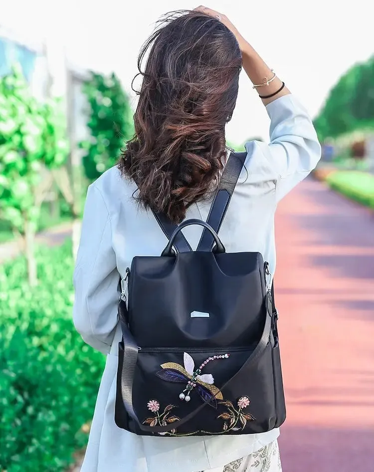 Simple Embroidery backpack. Multiple way To Carry. 1213