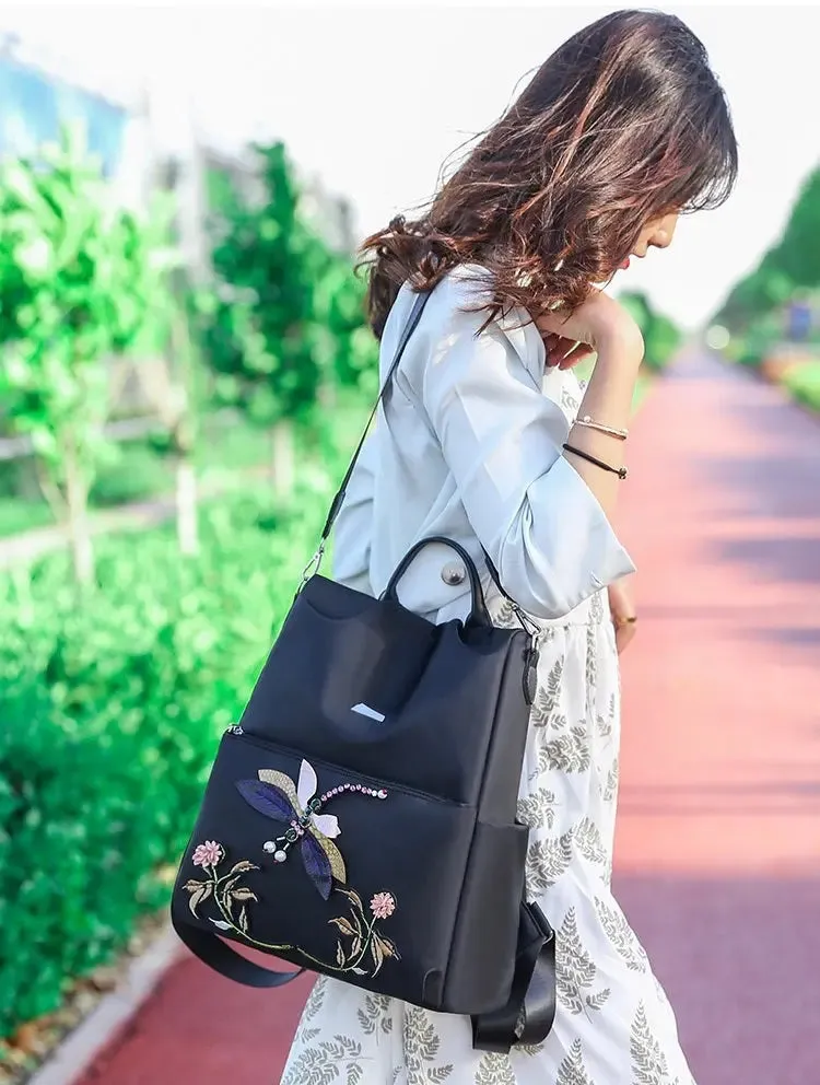 Simple Embroidery backpack. Multiple way To Carry. 1213