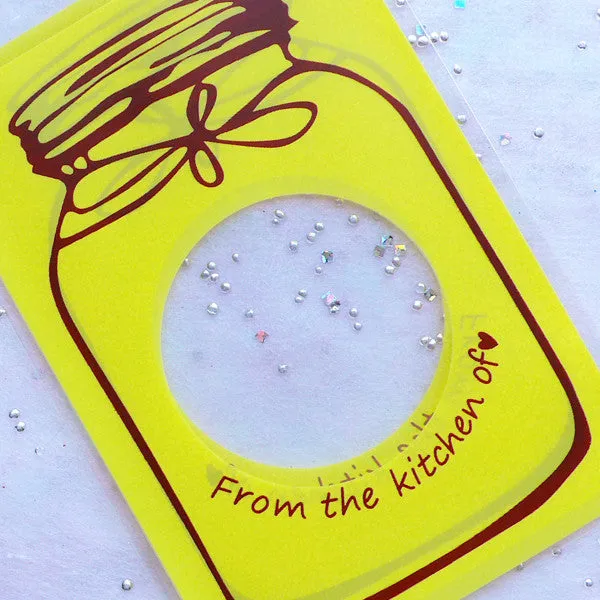 Small Packaging Bags with Glass Canning Jar Drawing | Self Adhesive Plastic Bags | Resealable Gift Bag | Cello Treat Bags (20pcs / Yellow / 6.9cm x 10cm)