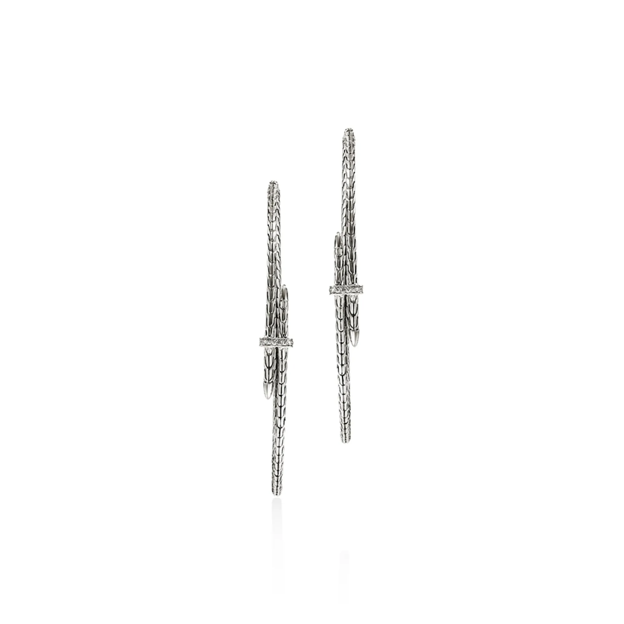 Spear Hoop Earring, Silver, Diamonds, 77MM|EBP9012492DI