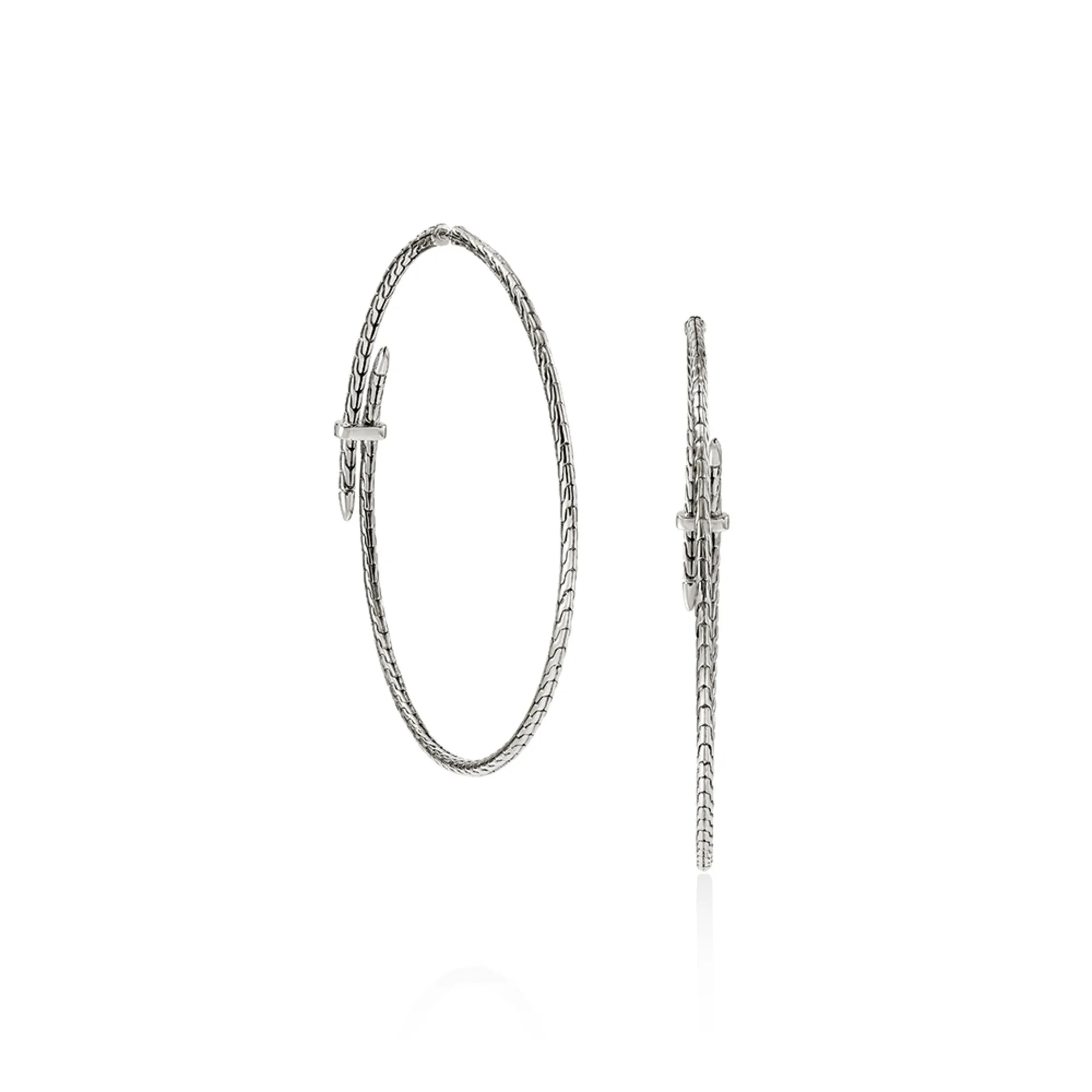 Spear Hoop Earring, Silver, Diamonds, 77MM|EBP9012492DI