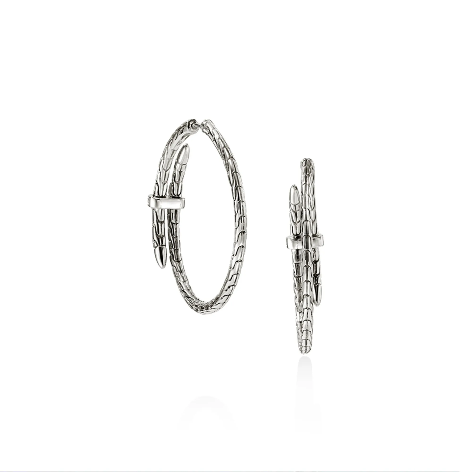 Spear Hoop Earring, Silver, Diamonds, 40MM|EBP9012472DI