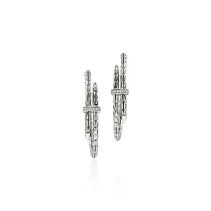 Spear Hoop Earring, Silver, Diamonds, 40MM|EBP9012472DI