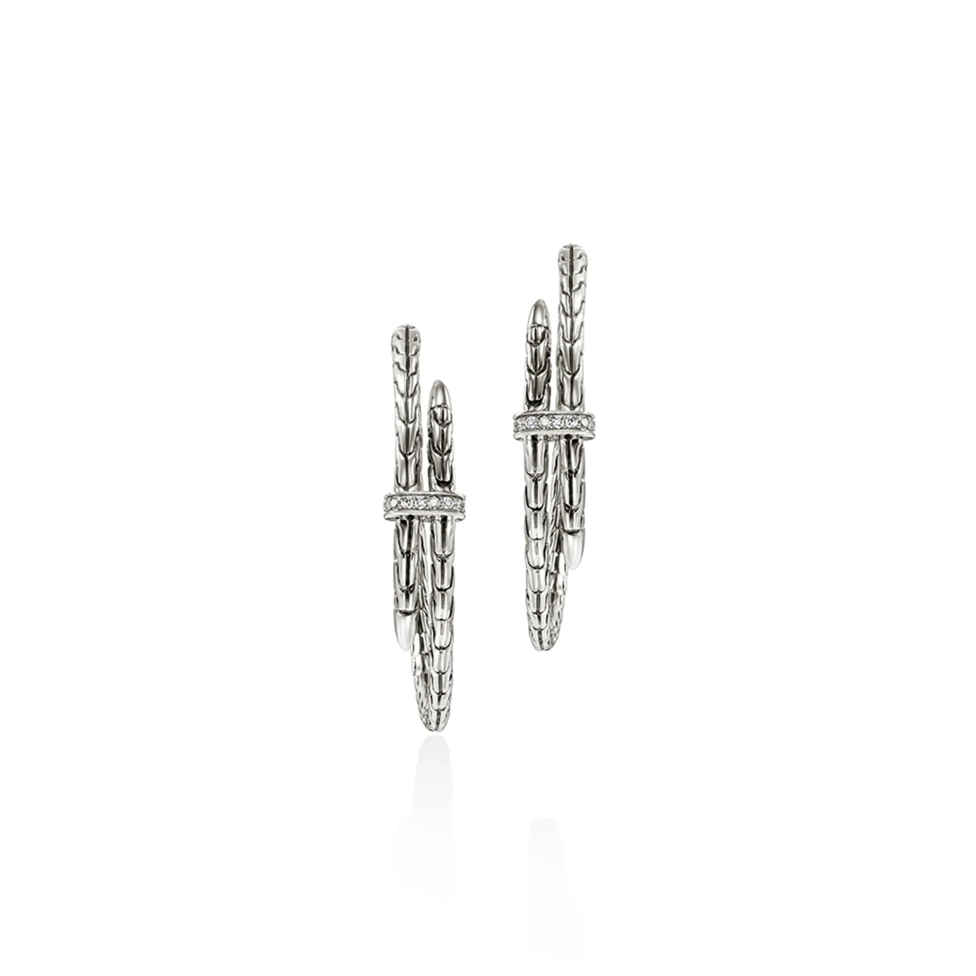 Spear Hoop Earring, Silver, Diamonds, 40MM|EBP9012472DI