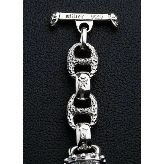 Sterling Silver Boar Head Mens Bracelet