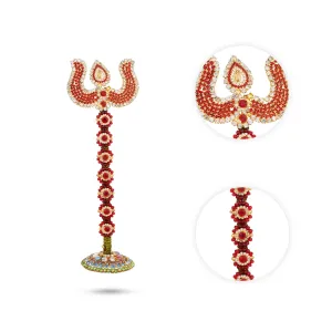 Stone Trishul with Stand - 9 x 3 Inches | Stone Soolam/ Stone Astras for Deity