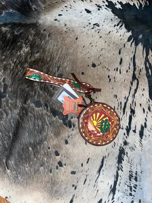 sunset tooled canteen wristlet