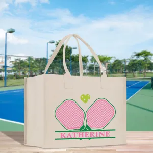 Tennis Personalization Name Cotton Canvas Tote Bag Gift for Tennis Lover Bag Tennis Coach Gift Bag Custom Pickleball Tote Gift (PBT1021)
