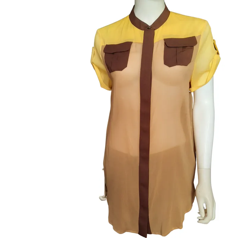 Uffizi Rachel Color Block Blouse Size L