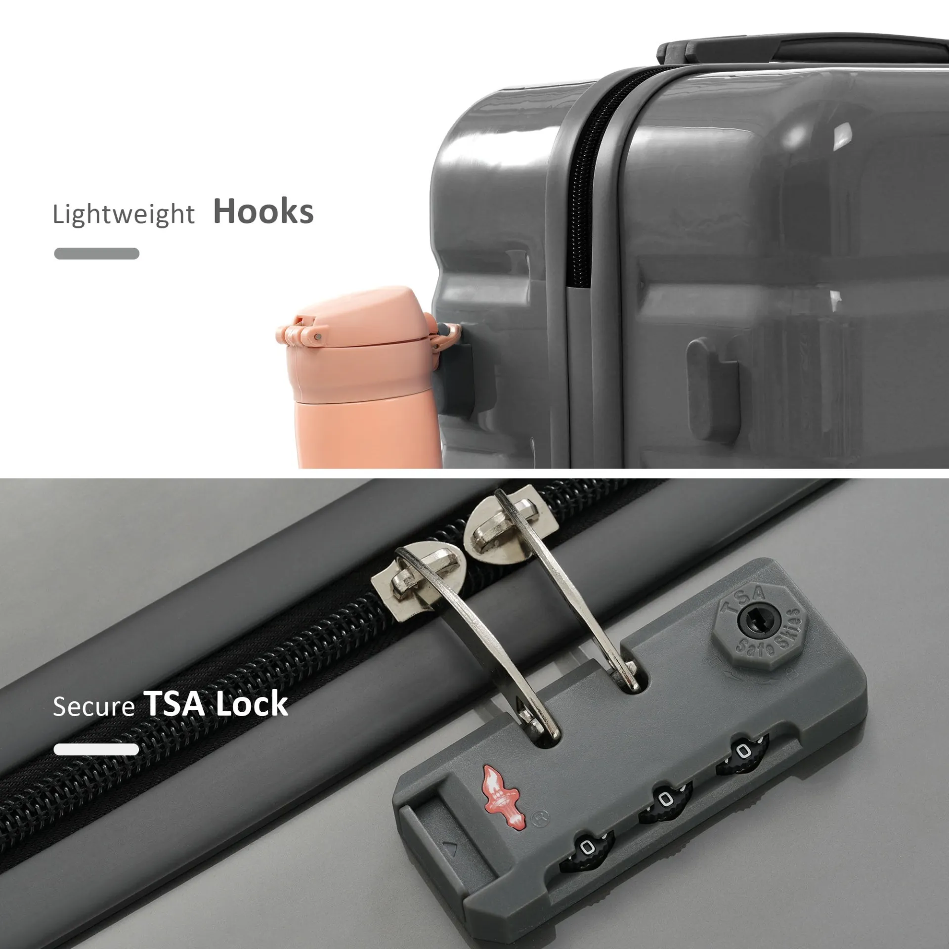 Ultimate 5-Piece Travel Companion Set: Expandable Duffel & Foldable Backpack in Sleek Grey with 360° Spinner Wheels & TSA Lock