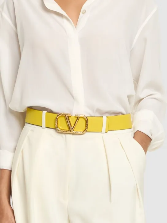 Valentino Garavani   40mm V Logo reversible leather belt 