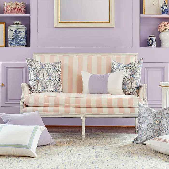 Velvet Broad Stripe Pillow in Lilac