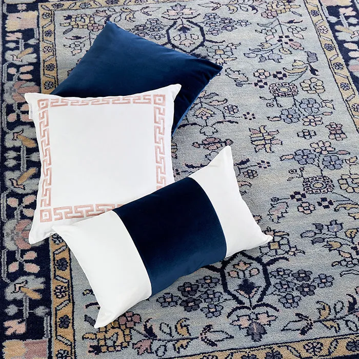 Velvet Broad Stripe Pillow in Navy