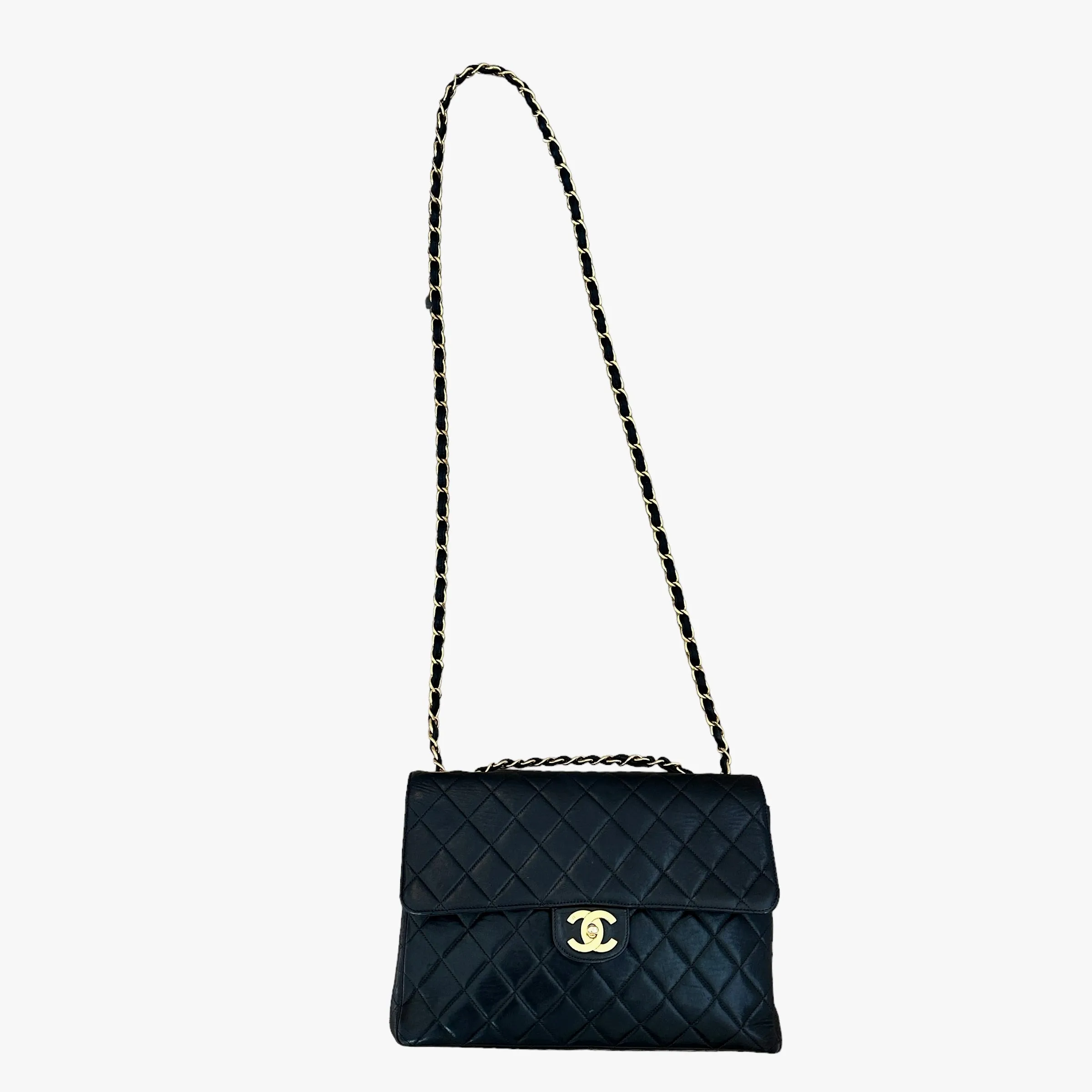 Vintage Black Lambskin Flap Bag