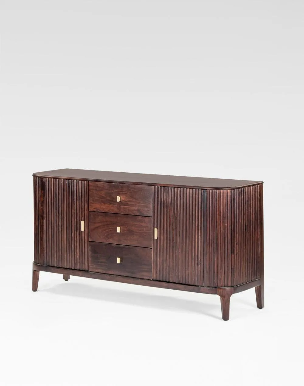 Vintage Flute Mango Wood Sideboard Cabinet