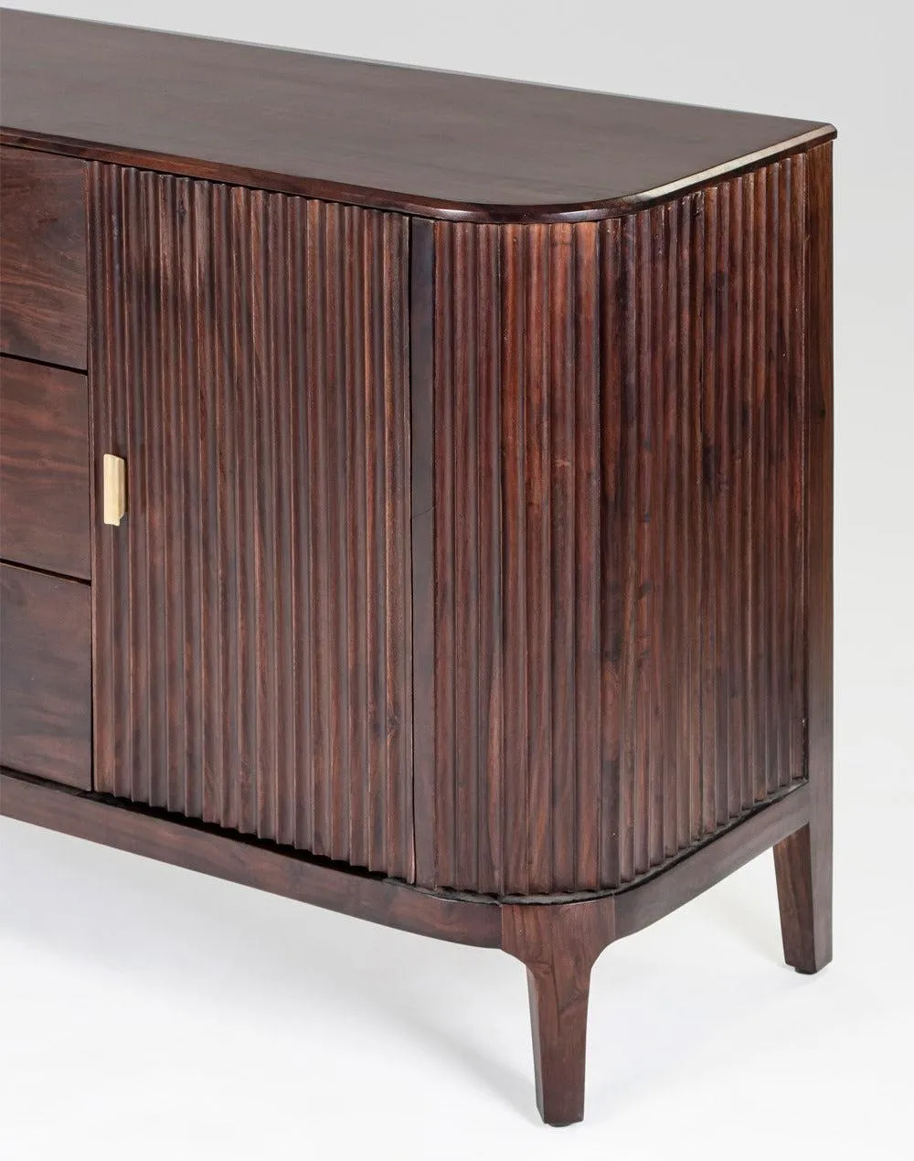 Vintage Flute Mango Wood Sideboard Cabinet