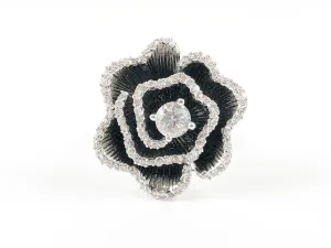 Vintage Rustic Black Color Flower Brass Ring