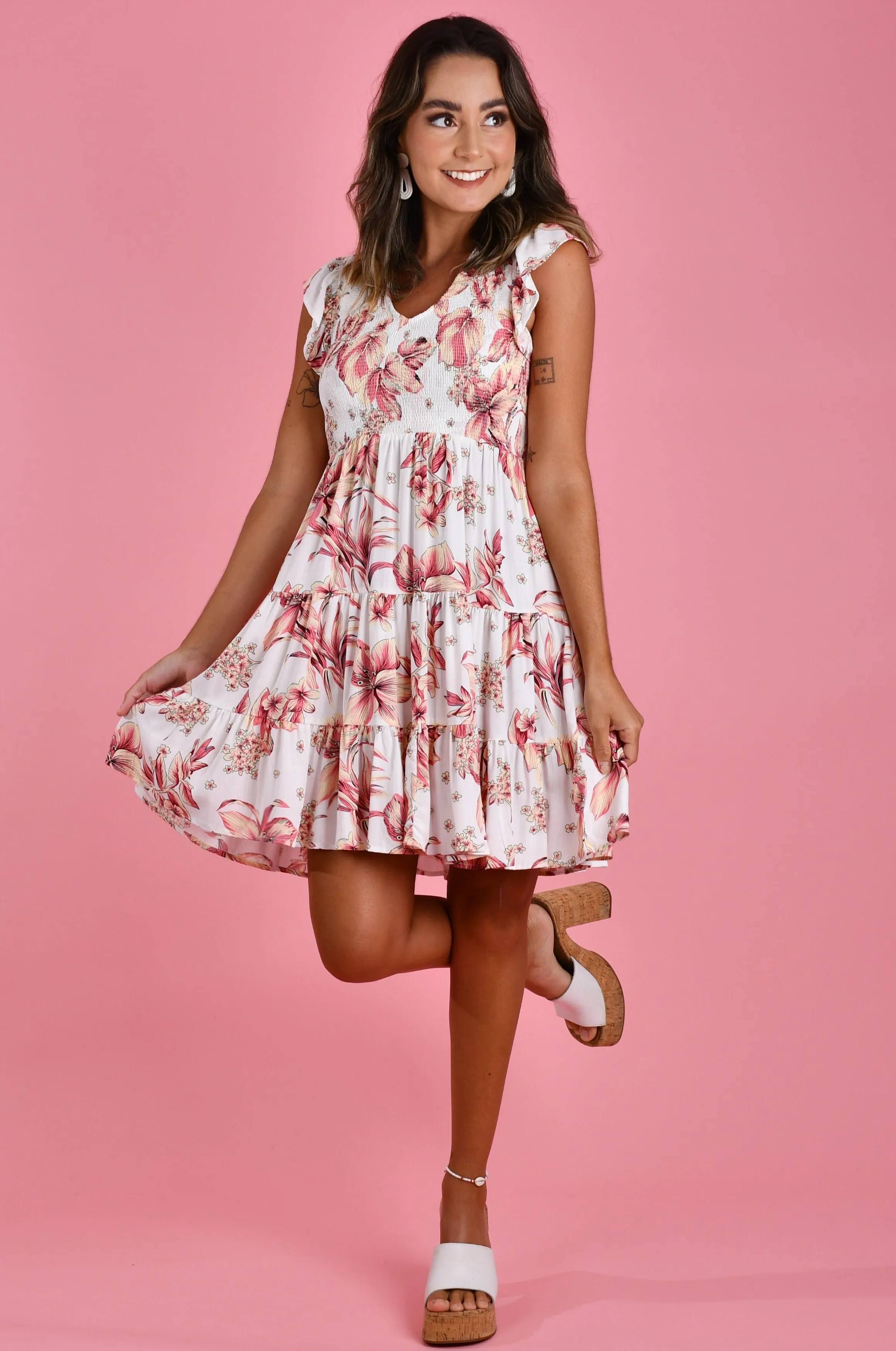 VJHD258 - ALICE DRESS - HAWAIIAN BREEZE WHITE