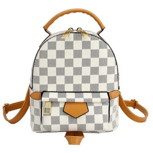 Weekender Mini White Plaid Backpack