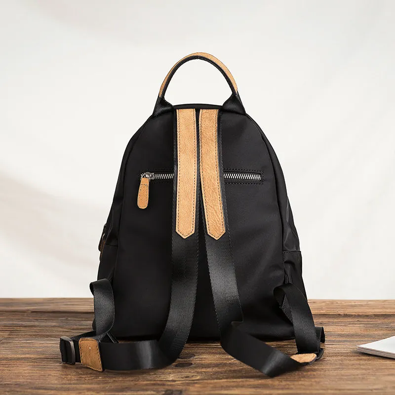 Women's Black Nylon Backpack Waterproof Rucksack For Women