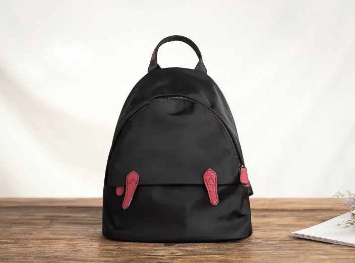 Women's Black Nylon Backpack Waterproof Rucksack For Women