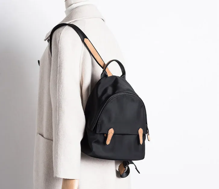 Women's Black Nylon Backpack Waterproof Rucksack For Women