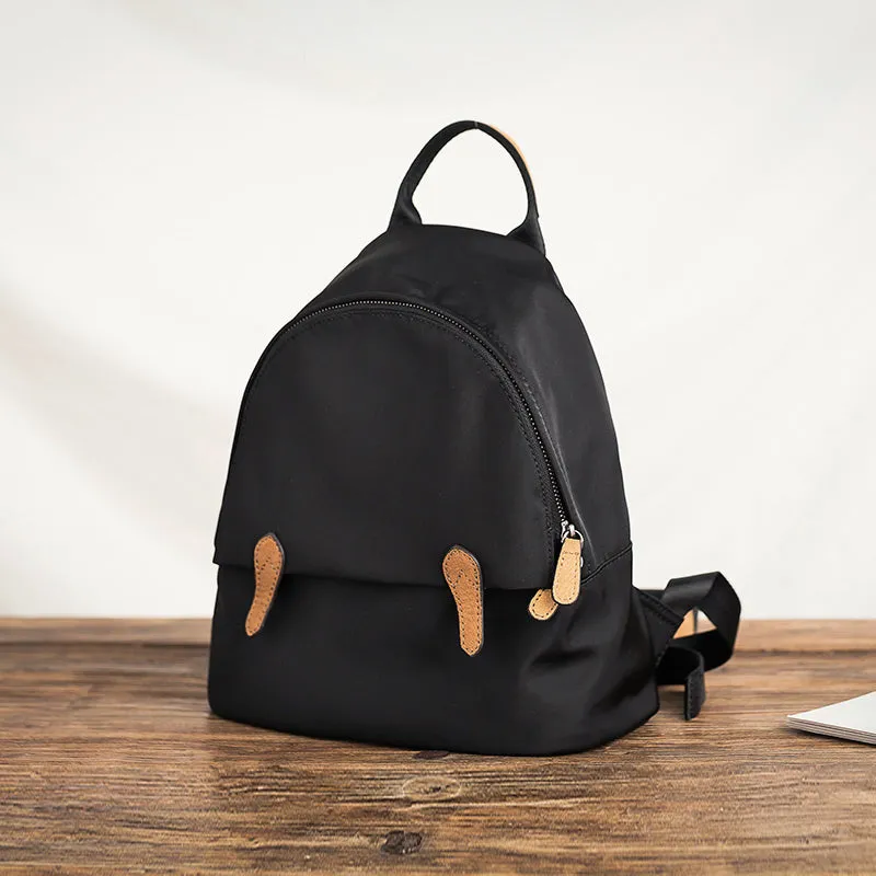 Women's Black Nylon Backpack Waterproof Rucksack For Women