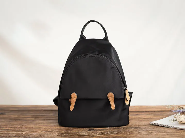 Women's Black Nylon Backpack Waterproof Rucksack For Women