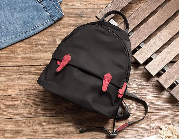 Women's Black Nylon Backpack Waterproof Rucksack For Women