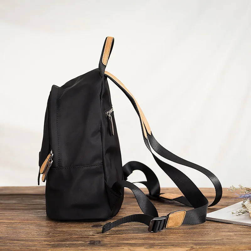 Women's Black Nylon Backpack Waterproof Rucksack For Women