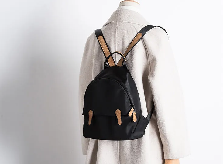 Women's Black Nylon Backpack Waterproof Rucksack For Women