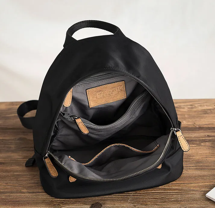 Women's Black Nylon Backpack Waterproof Rucksack For Women