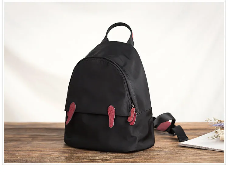 Women's Black Nylon Backpack Waterproof Rucksack For Women