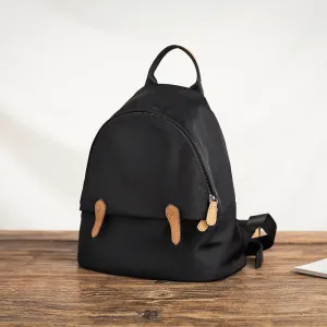Women's Black Nylon Backpack Waterproof Rucksack For Women