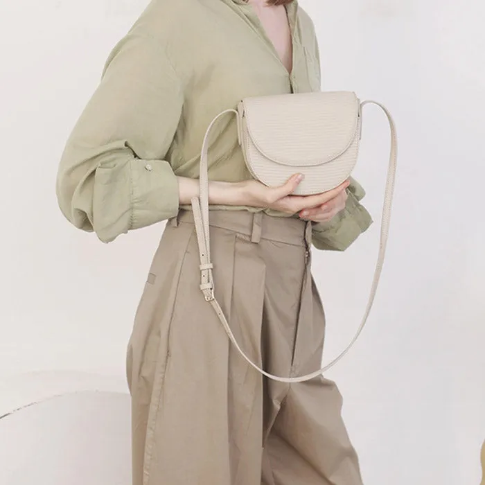 Womens Small Tan Leather Crossbody Saddle Bag Satchel Bag Purse for Women
