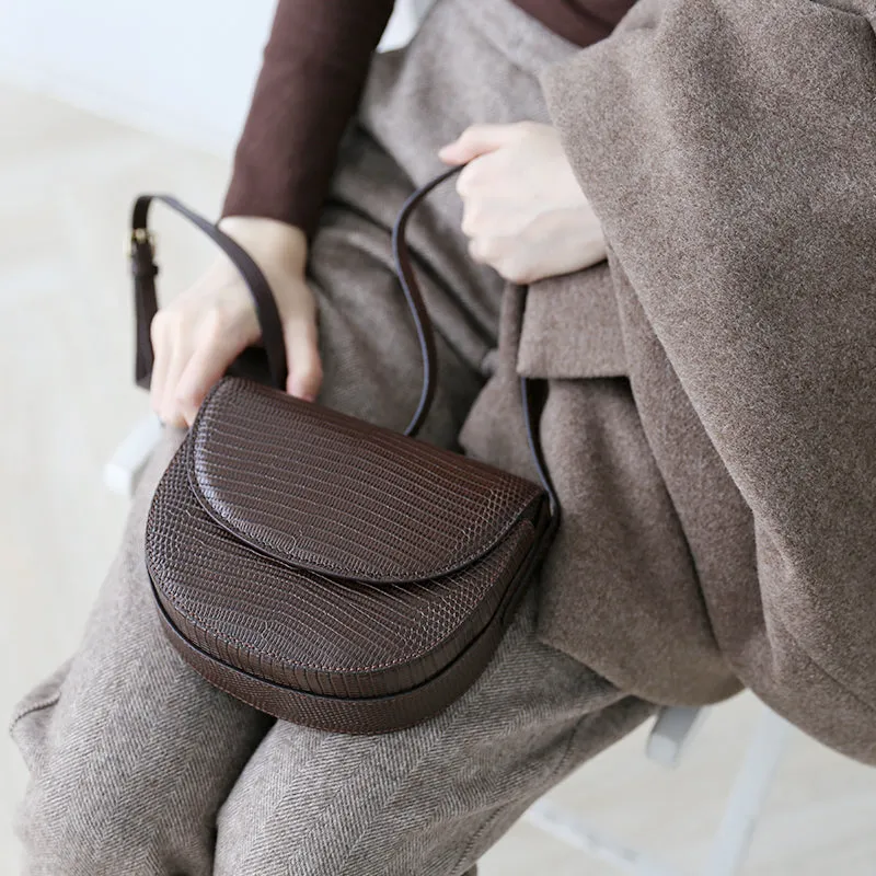Womens Small Tan Leather Crossbody Saddle Bag Satchel Bag Purse for Women