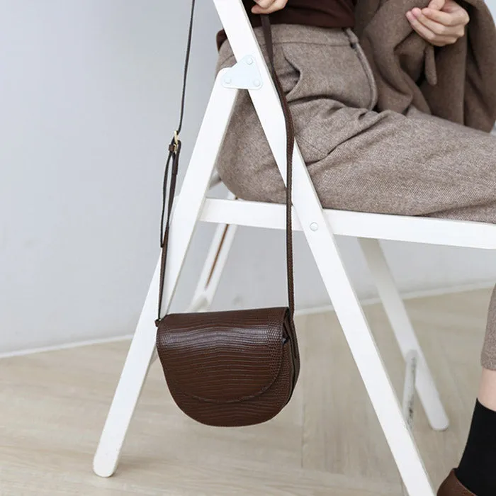 Womens Small Tan Leather Crossbody Saddle Bag Satchel Bag Purse for Women