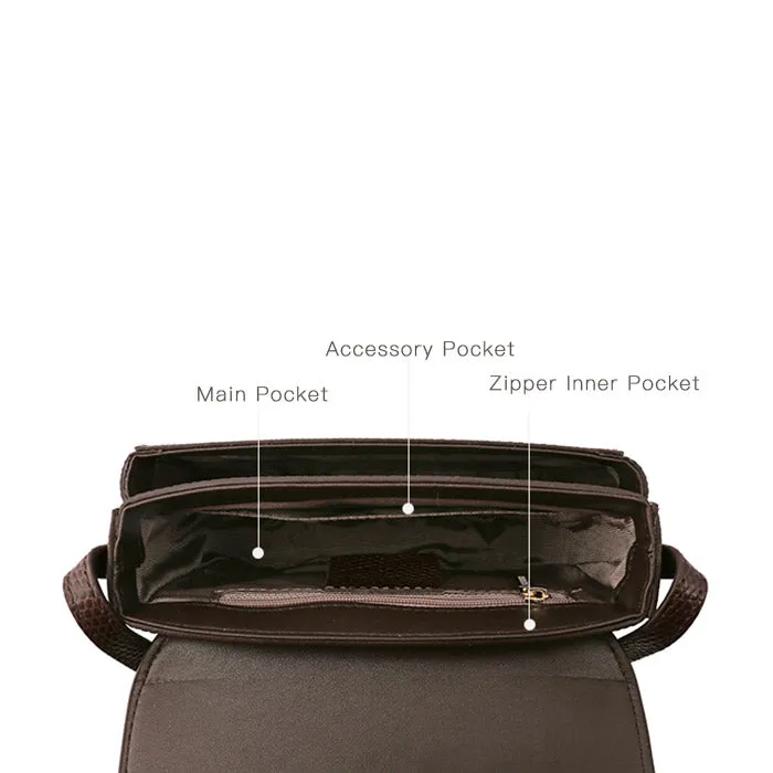 Womens Small Tan Leather Crossbody Saddle Bag Satchel Bag Purse for Women