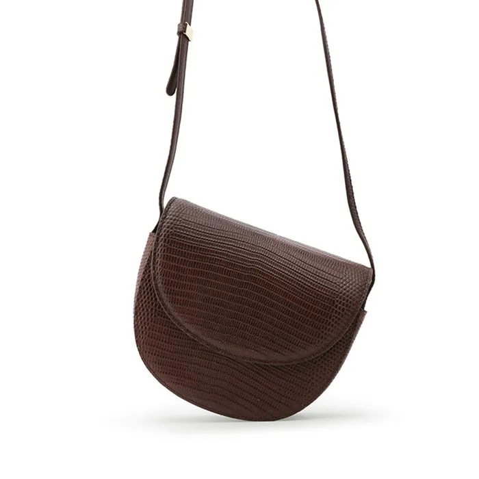 Womens Small Tan Leather Crossbody Saddle Bag Satchel Bag Purse for Women
