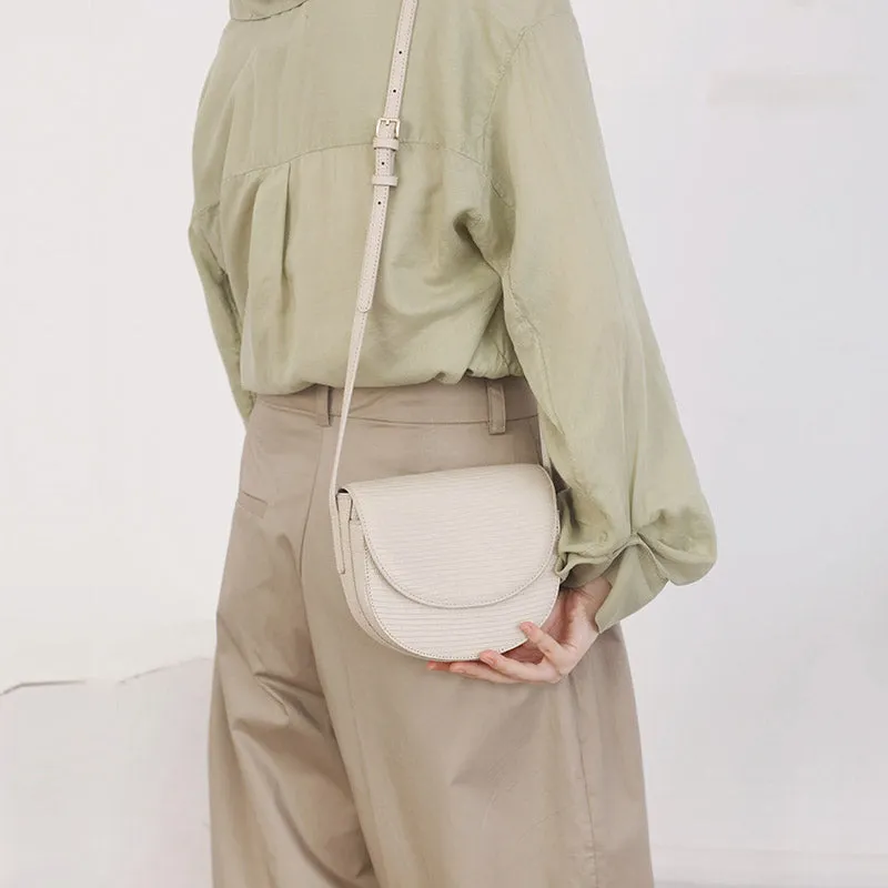 Womens Small Tan Leather Crossbody Saddle Bag Satchel Bag Purse for Women